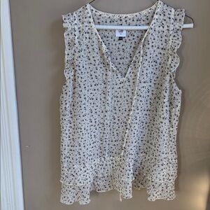 CAbi cream Floral Ruffle Blouse